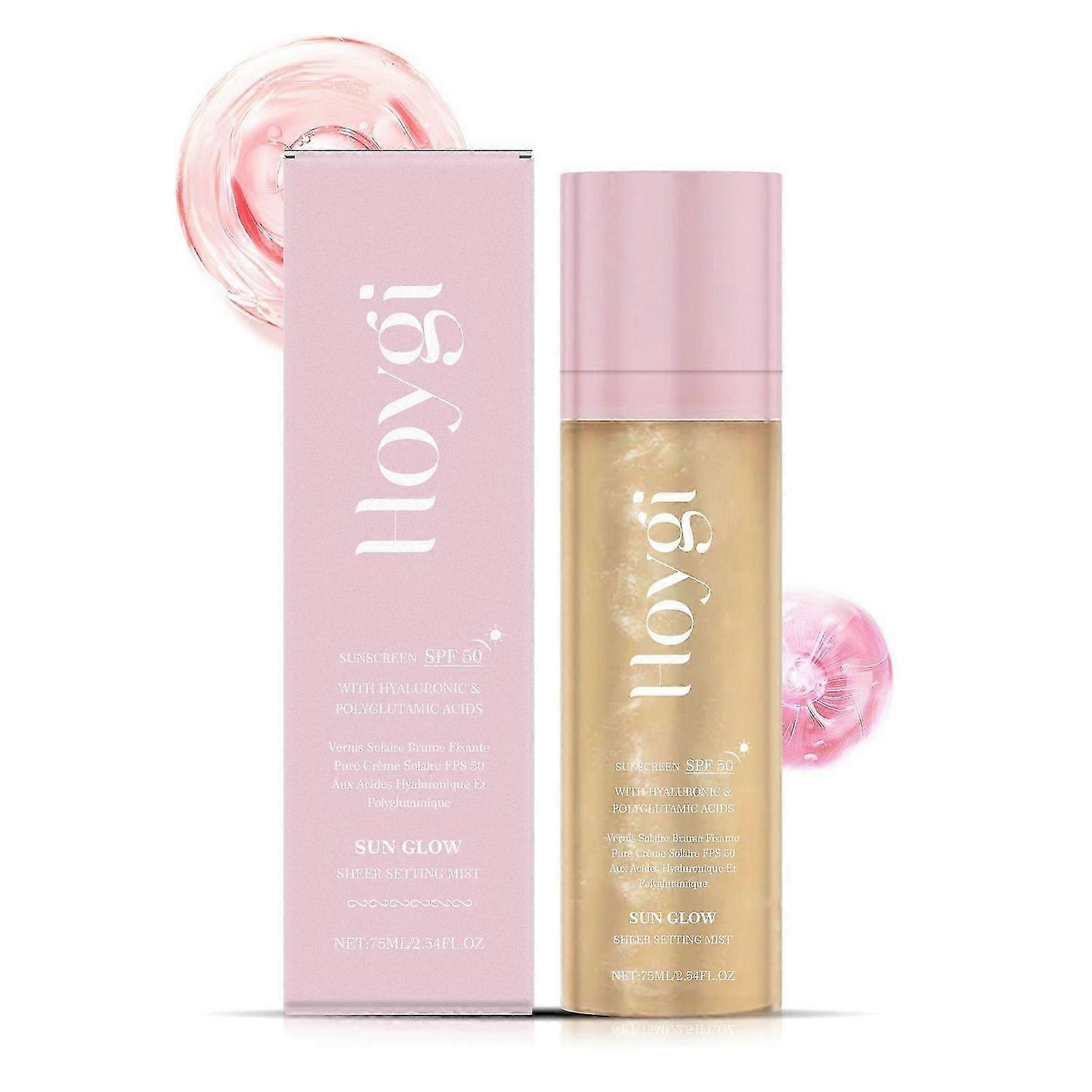 Setting Mist Sunscreen SPF 50, Broad Spectrum Shimmering Mist, Hydrating Makeup-Friendly Glow Spray,