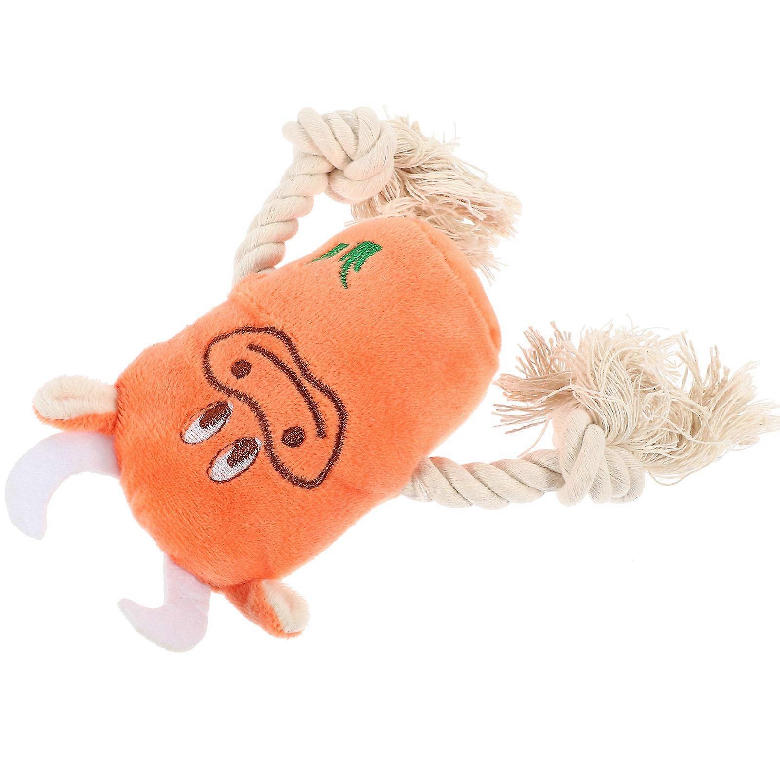 Stuffed Animal Squeaky Dog Toy Cow Shape Chewable Interactive Play Toy for Pet Dog Orange 9.1×4.9×1.6in 1Set