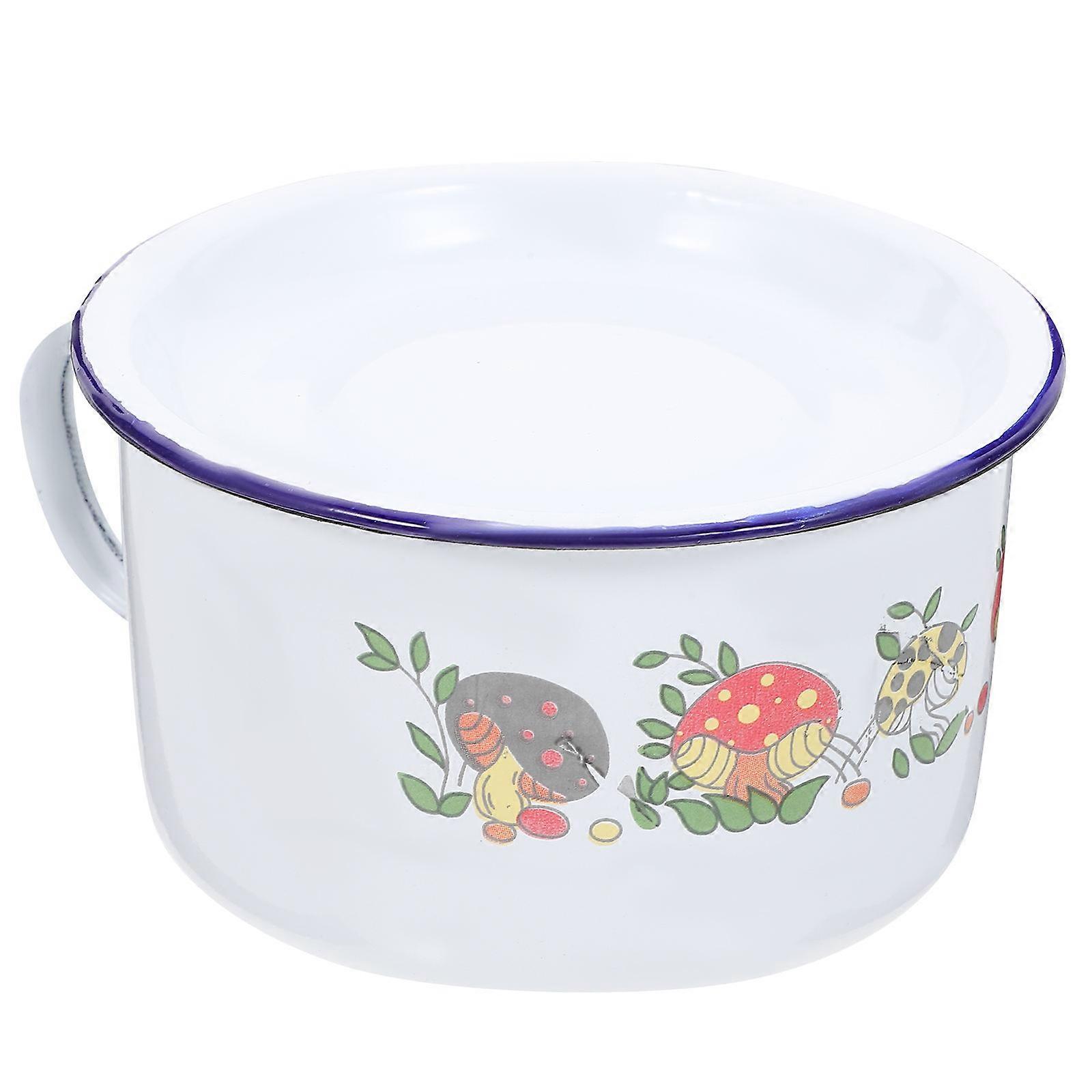 Vintage Enamel Noodles Bowl Deep Bowls For Soup Instant Noodle Preparation General Household 1200ml 1 Set