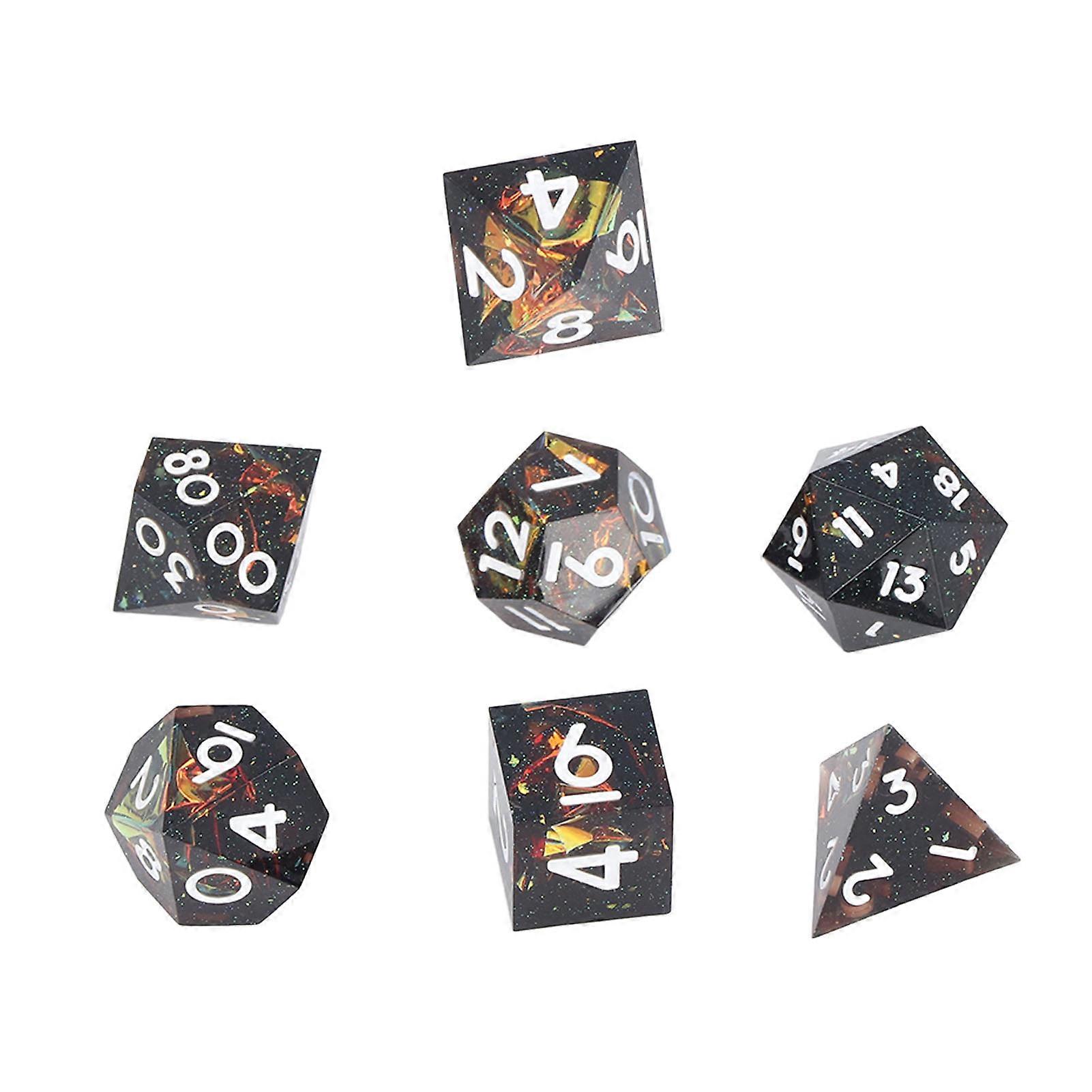 7 Pcs Polyhedral Dice Set Resin Role Playing Dice with Storage Box for Table Games Math Teaching