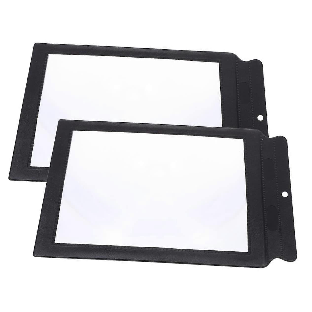Handheld Magnifier 2 Pieces FullPage Magnifiers Black Frame For Elderly And Visually Impaired People
