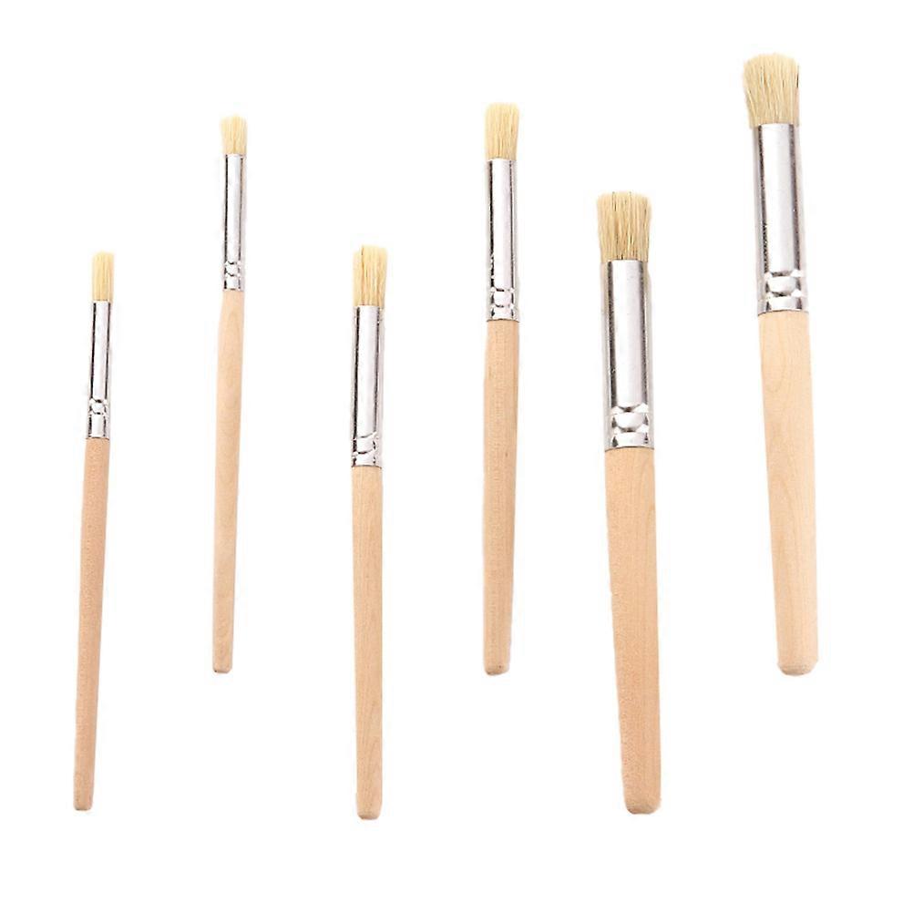 Khaki Kids Paintbrushes with Synthetic Bristles for Painting Use Lightweight and Portable 6 Pieces