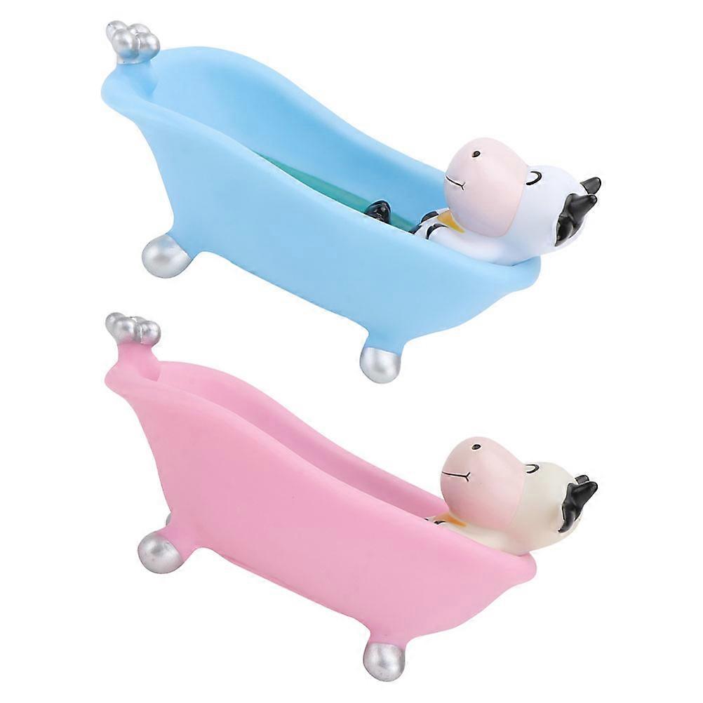 Cute Cartoon Bathtub Soap Box For Bathroom Small Holder Creative Tray Drainage 17.00X9.00X8.00CM 2Pcs
