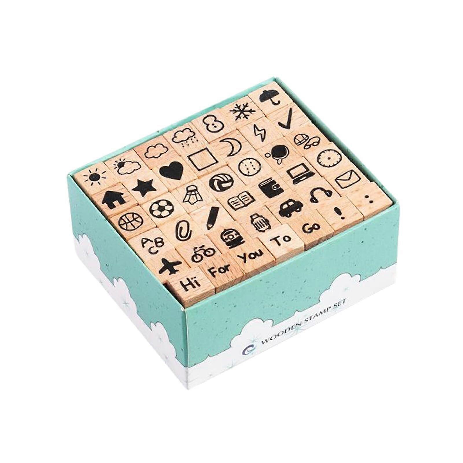 Decorative Wooden Seal Set for DIY Scrapbook, Diary, and Card Crafting, Includes 4 Unique Seals, 100% Natural Wood