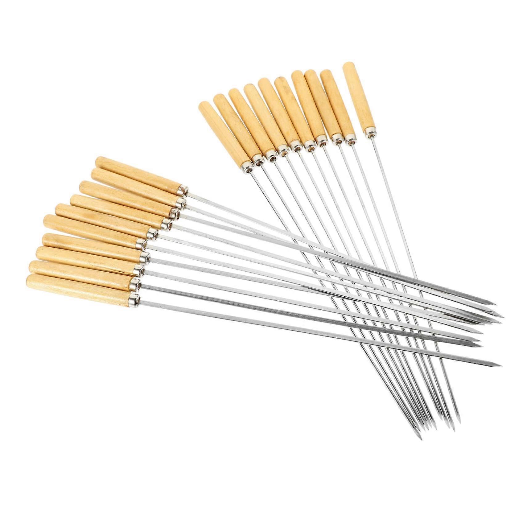 Stainless Steel Kebab Skewers Set - Reusable Metal Grill Sticks for Kabobs - 6 Extra-Thick BBQ Spiesse 35cm