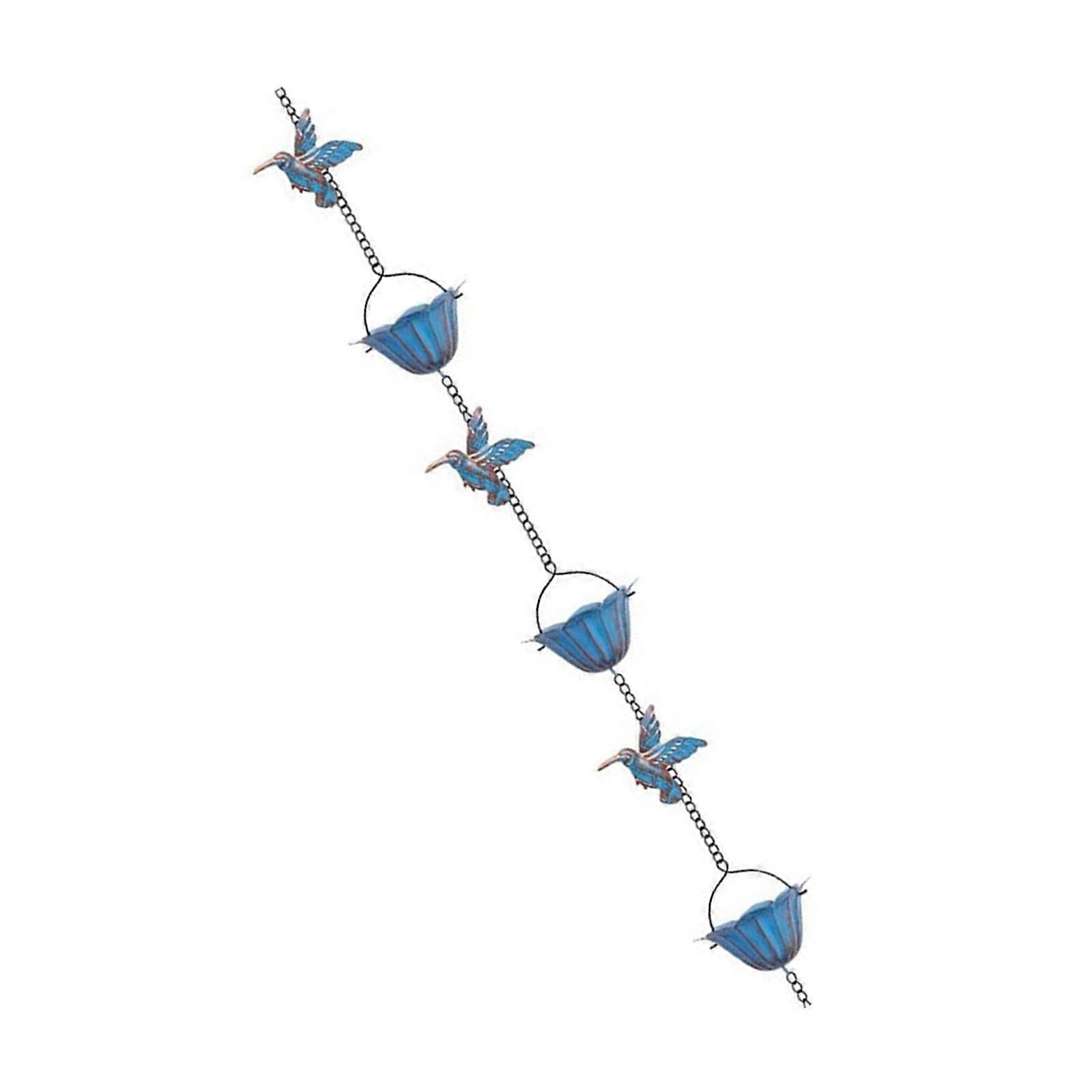 Elegant Rain Chain For Gutters Decorative Outdoor Water Flows Solution Rain Water Catcher With Hummingbird Charm Multicolor