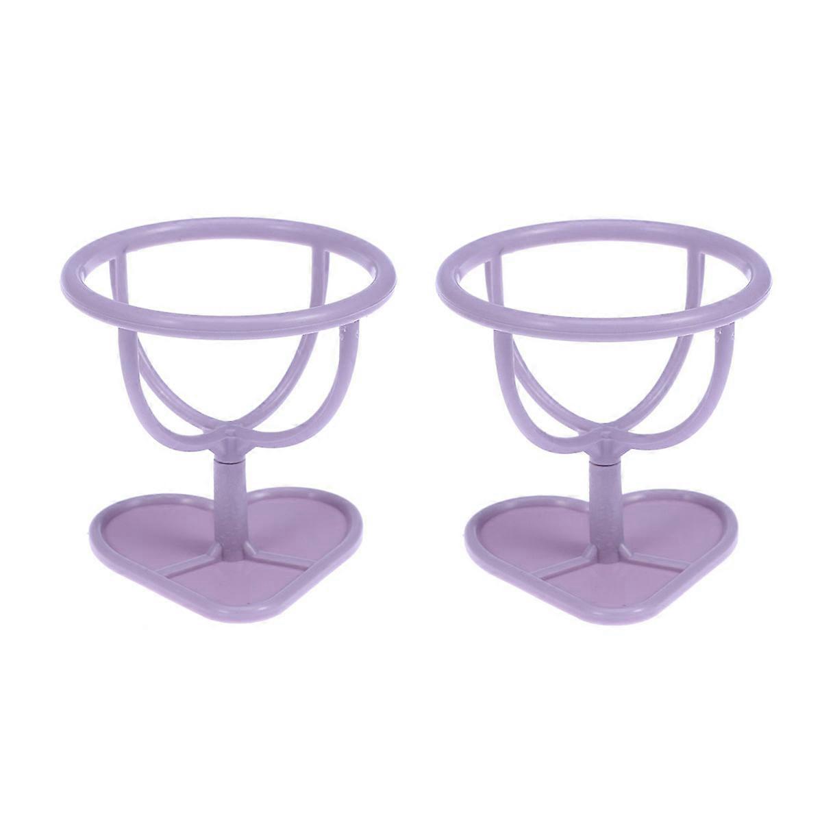 Make Up Sponge Egg Shelf Powder Puff Stand Holder Plastic Material For Girls Use Purple 2Pcs