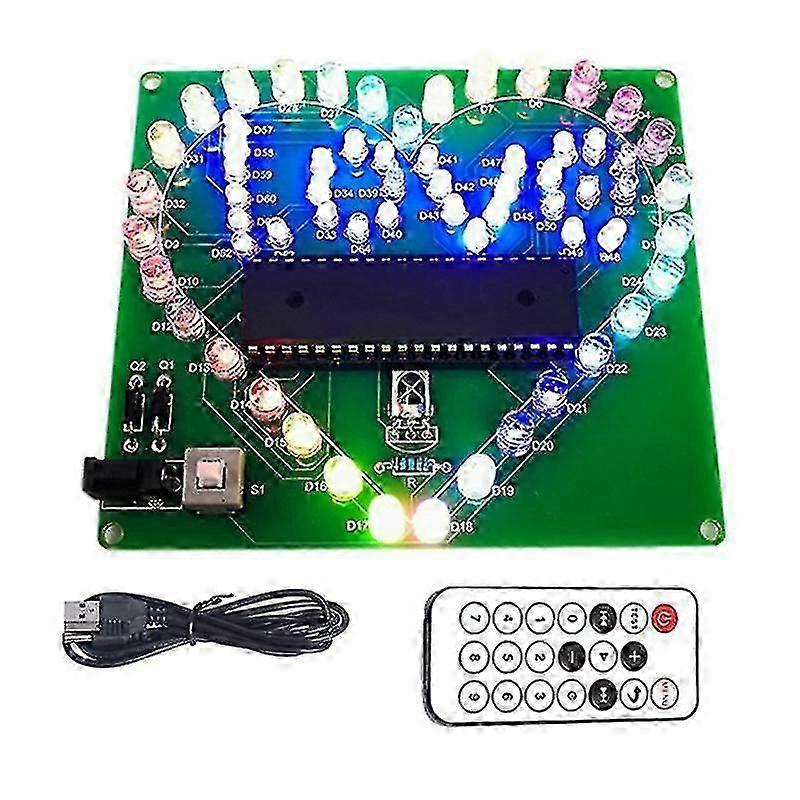 DIY طقم إلكتروني ملون LED فلاش الحب القلب DIY جهاز التحكم عن بعد لحام مشروع كيت عيد الحب