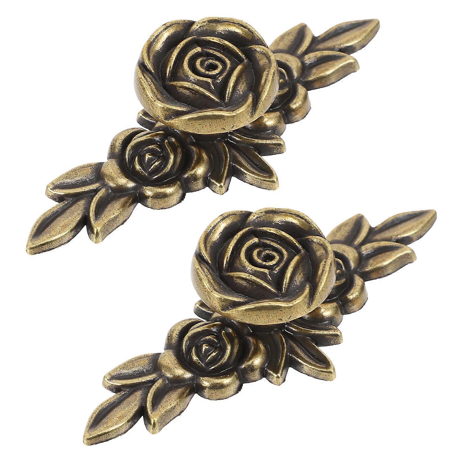 2pcs Rose Zinc Alloy Cabinet Handles, Solid Furniture Drawer Pulls for Cupboard, Smooth Surface Design, Decorative Home Decor