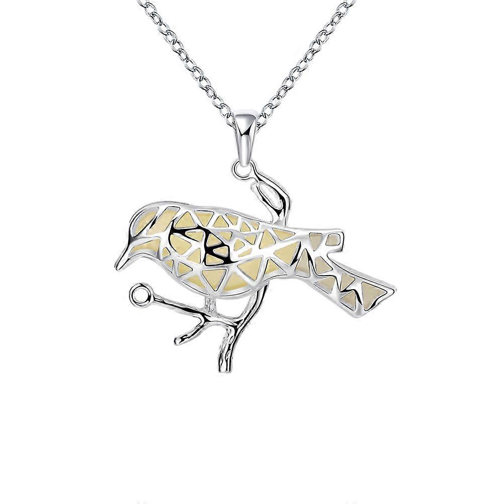 Luminous Pendant Necklace with Fluorescent Bird Design Made of Durable Alloy for Decorating Multi Color 0.94 Inch