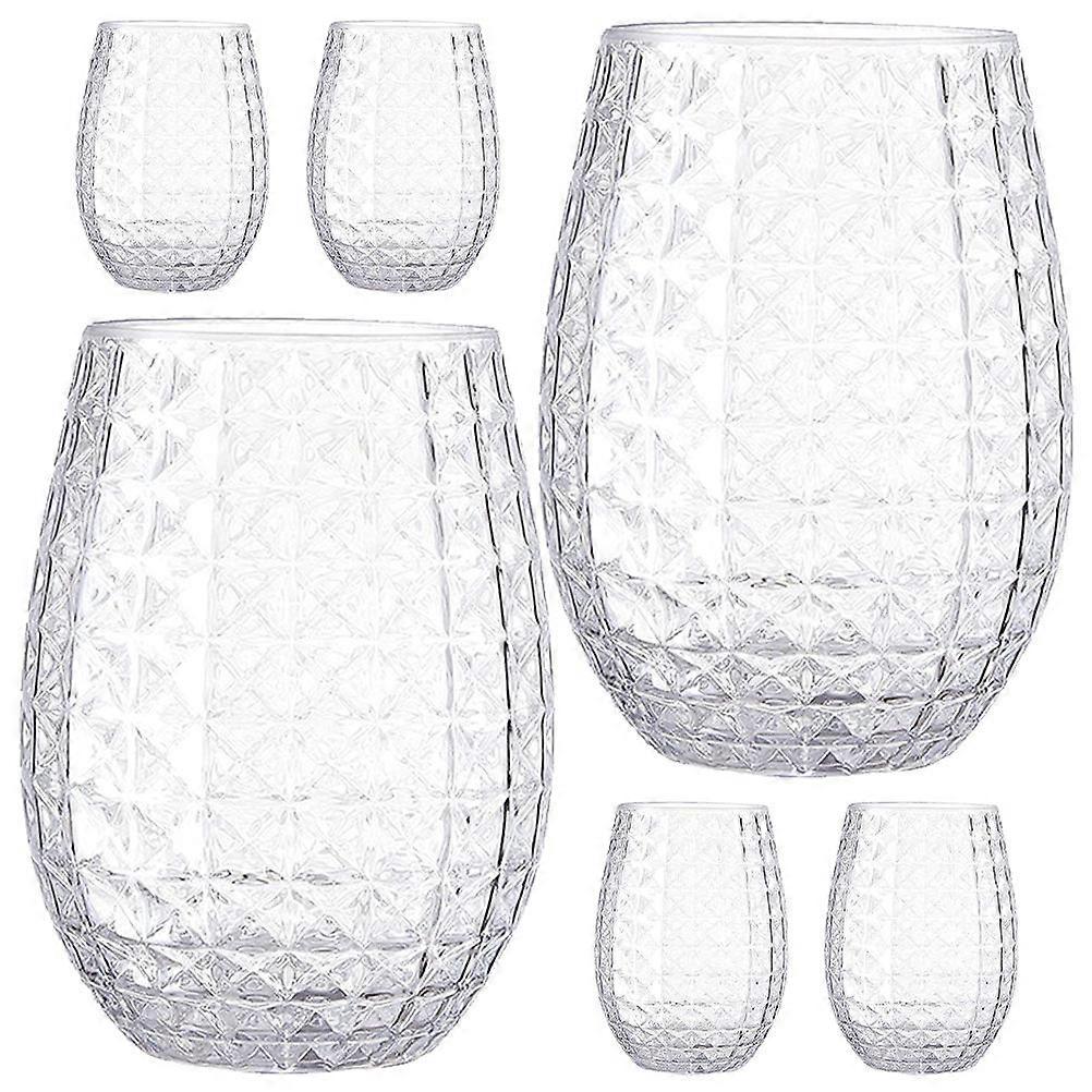 Clear Pineapple Print Whiskey Beer Mug For Birthday Parties Holidays Beverages Serving 6Pcs