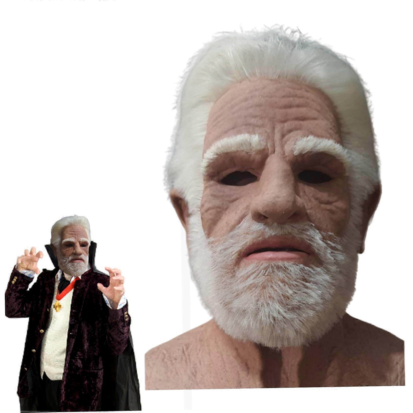 Old Man Mask for Halloween Realistic Face Mask Latex Breathable Wrinkles