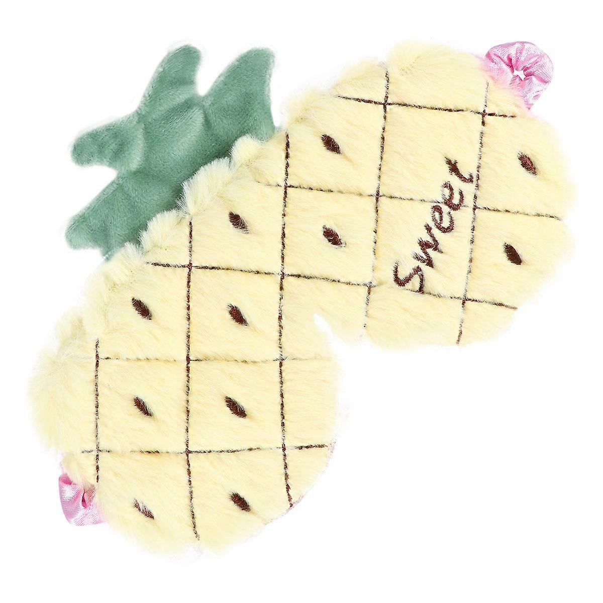 Funny Sleeping Mask Cartoon Pineapple Plush Ice Pack Heat Pack Sleep Eyeshade Home Office Travel 1Pcs