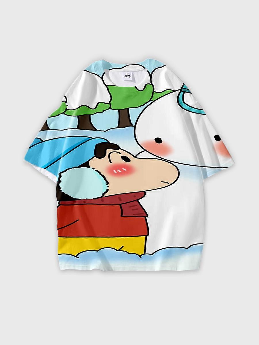 T-shirt round neck Cartoon Pattern loose short sleeve B1265