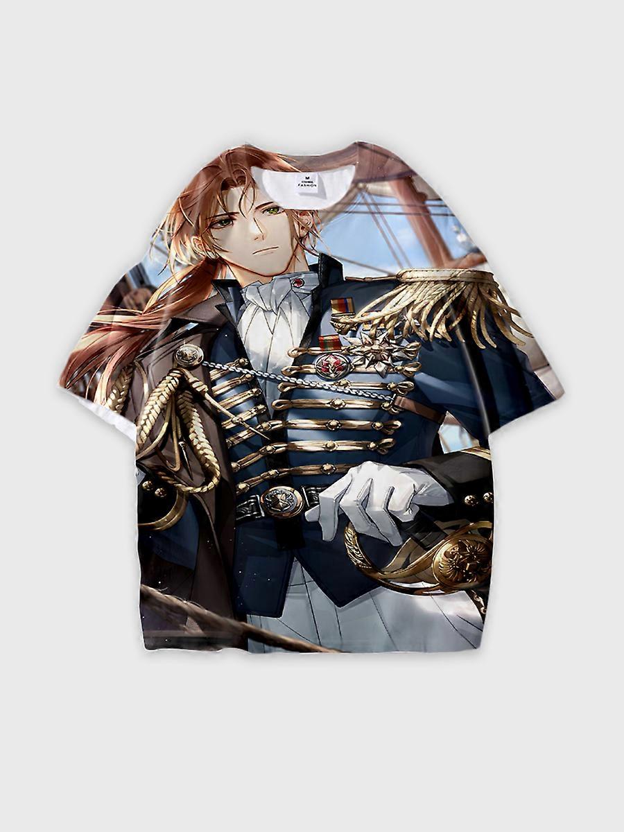 T-shirt round neck Role Pattern loose short sleeve E1700