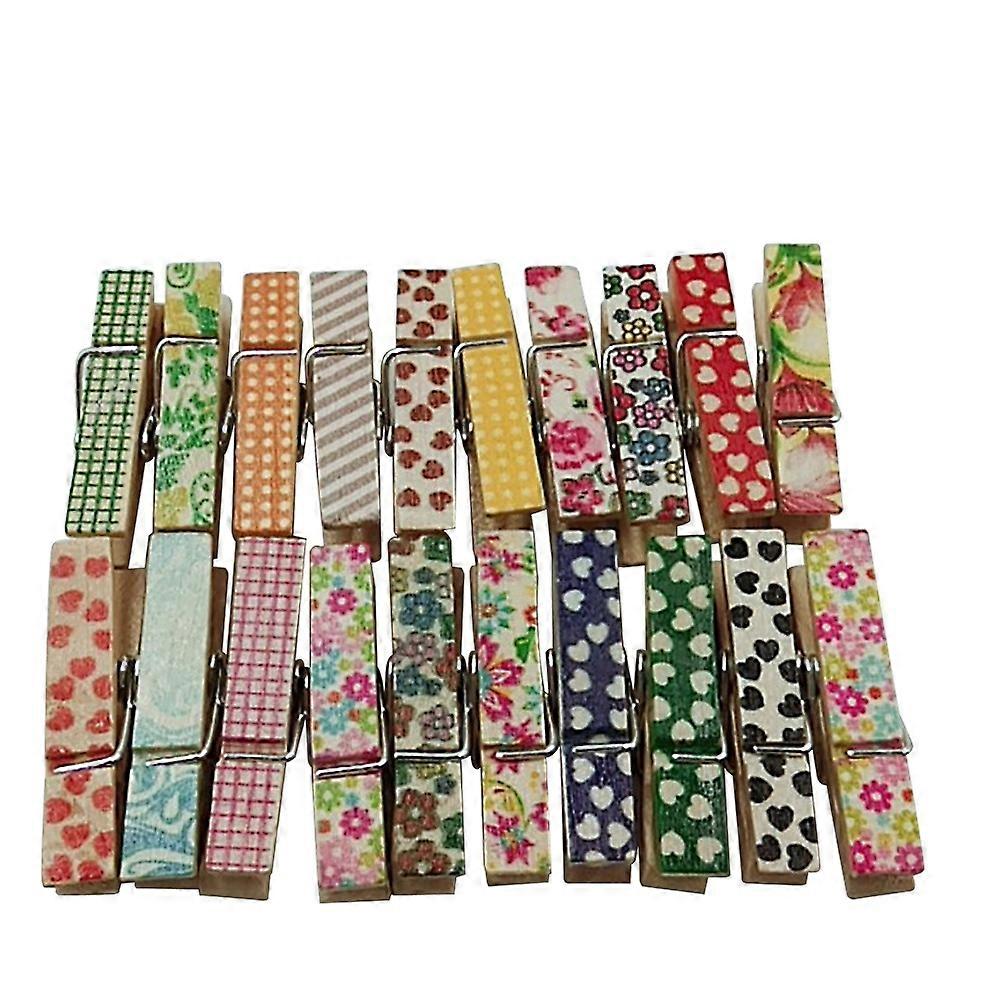 Wooden Clamps for Crafts with Cartoon Design Assorted Color Perfect for DIY Projects 50pcs