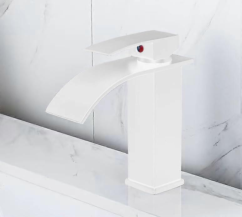 Waterfall Tap Black Painted Hot and Cold Washbasin Tap Low White Lowwhite Version