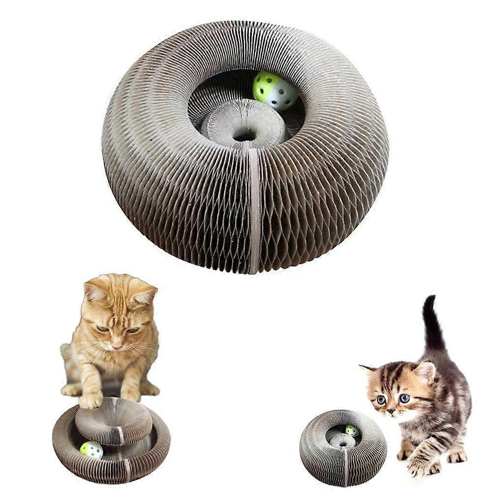 Cat Scratching Board 12 x 11 x 9 Cat Toy Litter Cat Scratching Board with Bell Ball Cat Toy for Cats and Kittens (Photo Colour)