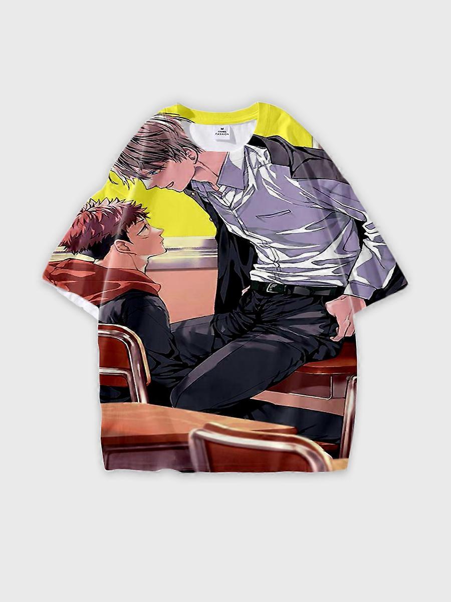 T-shirt round neck Character Pattern loose short sleeve P1423