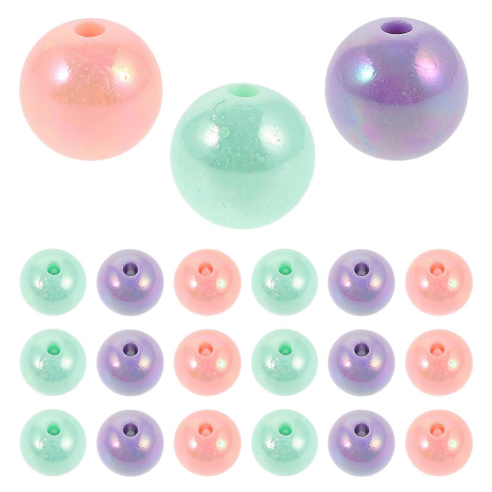 Assorted Color Acrylic Round Beads for DIY Jewelry Making Smooth Surface Delicate Appearance 60Pcs