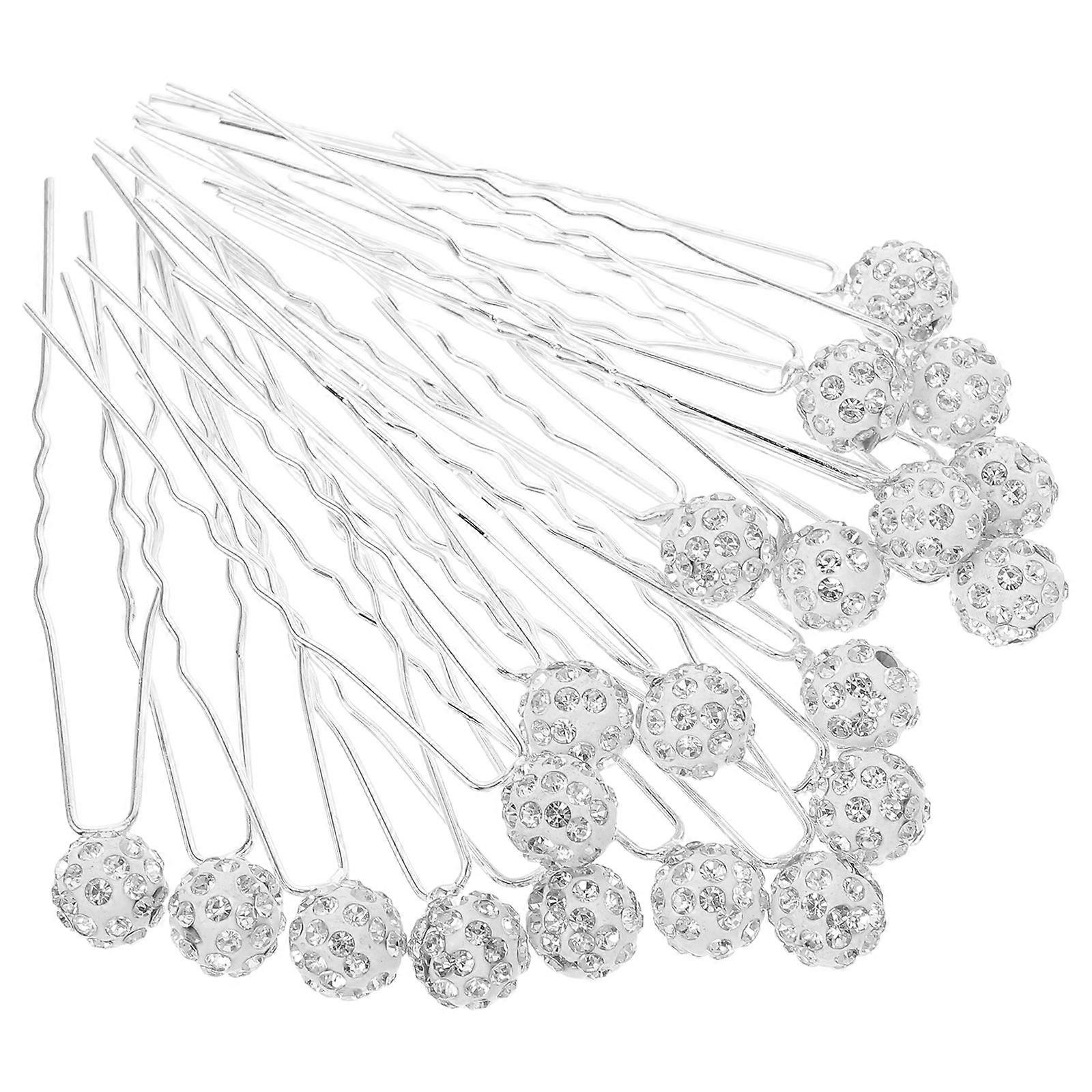 a polished and professional product description based on the title you provided:
**20pcs Rhinestone Ball Hair Forks – U Shaped Metal Hair Pins