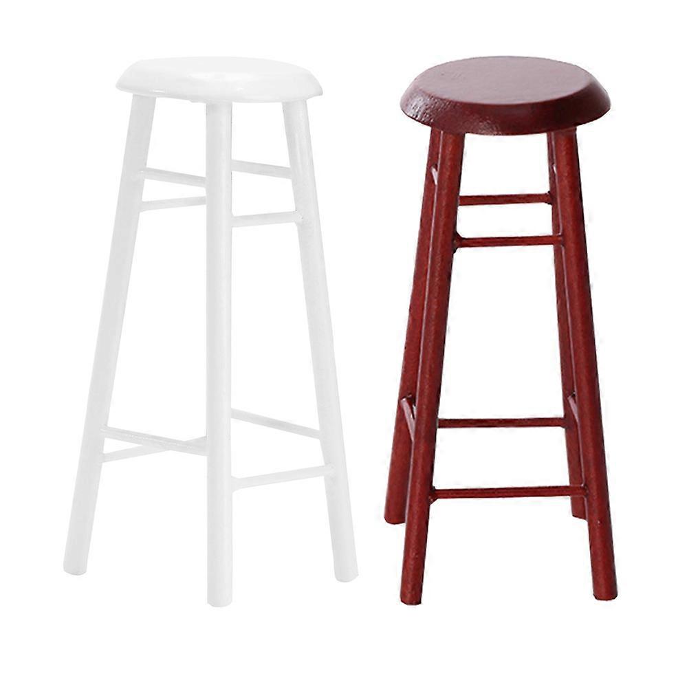 2pcs Mini Wooden Stool Model Miniature Dollhouse Chair for Kitchen, Home, or Living Room Display