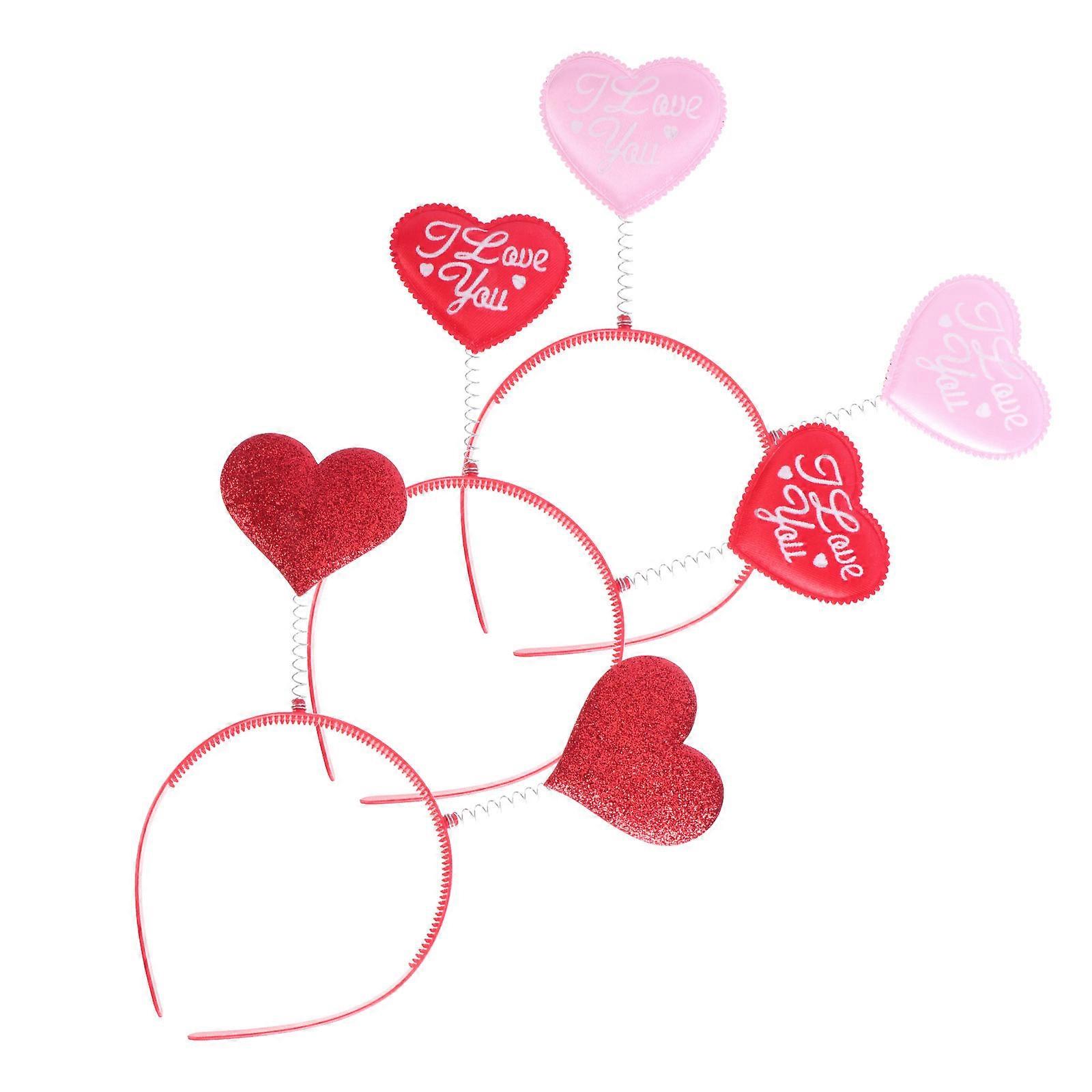 أطواق شعر على شكل قلب للفتيات مادة قماش ملونة متنوعة مثالية للزينة والهدايا 3 قطع