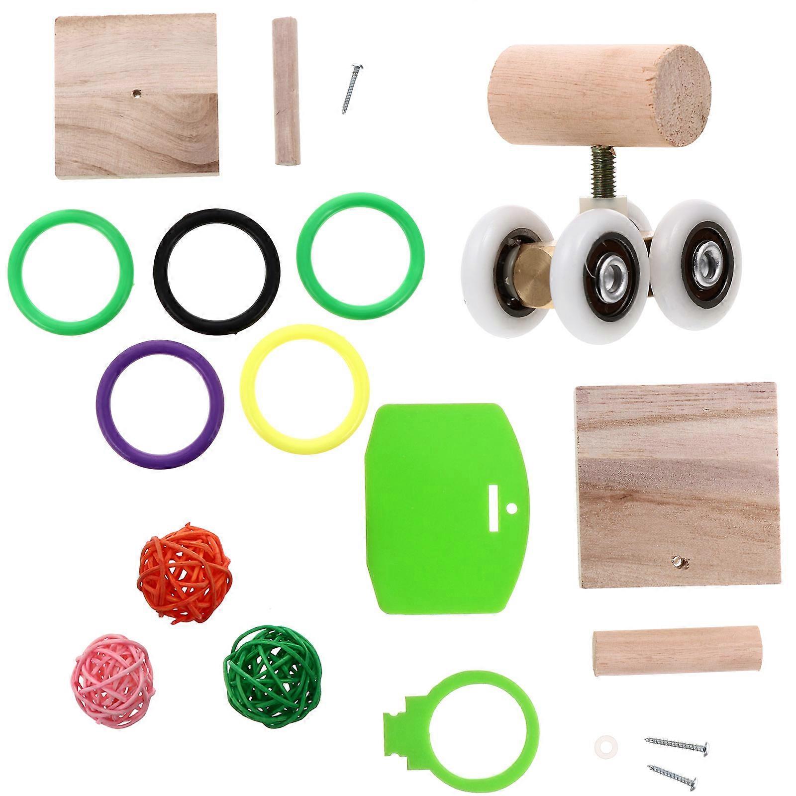 3 Sets Bird Training Educational Toys Basketball Stacking Rings Skateboard Toys