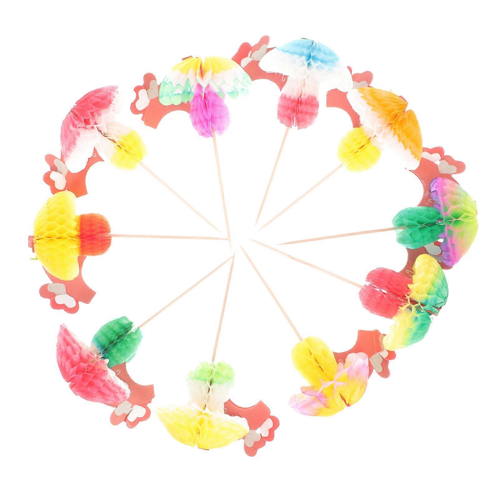 100pcs Paper Cocktail Drink Sticks Parasol Mushroom Umbrella Picks Fruit Ornaments