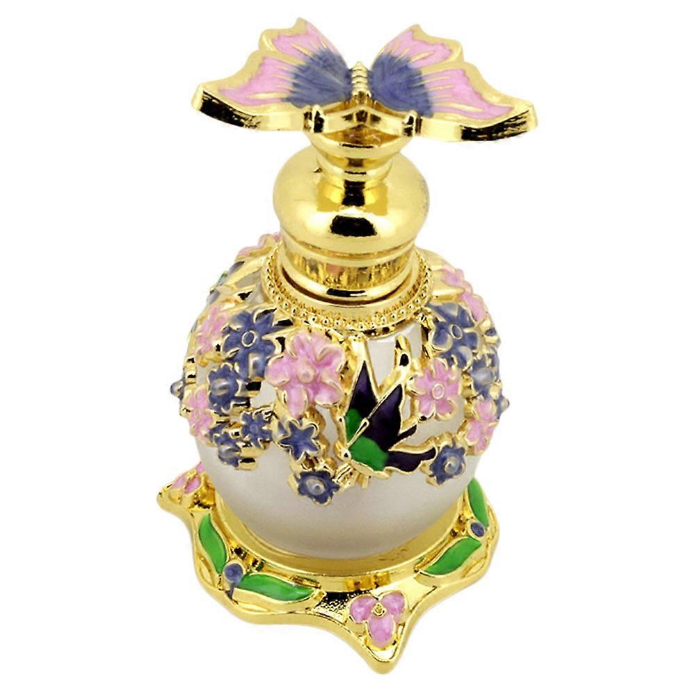 Refillable Perfume Dropper Bottle with Purple Butterfly Cap – Aromatherapy Essential Oil Container for Travel and Home Decoration