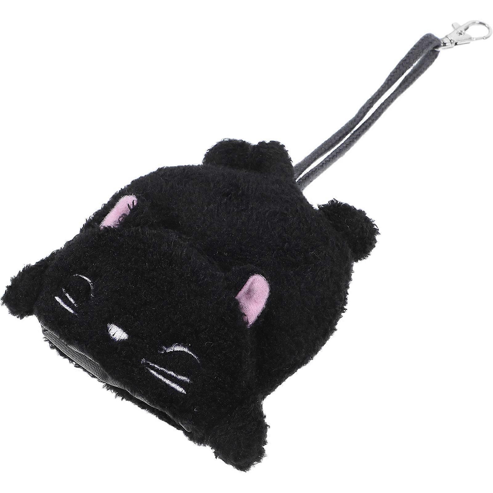 Lovely Plush Cat Coin Purse for Storage Black Small Size Fits Any Occasion