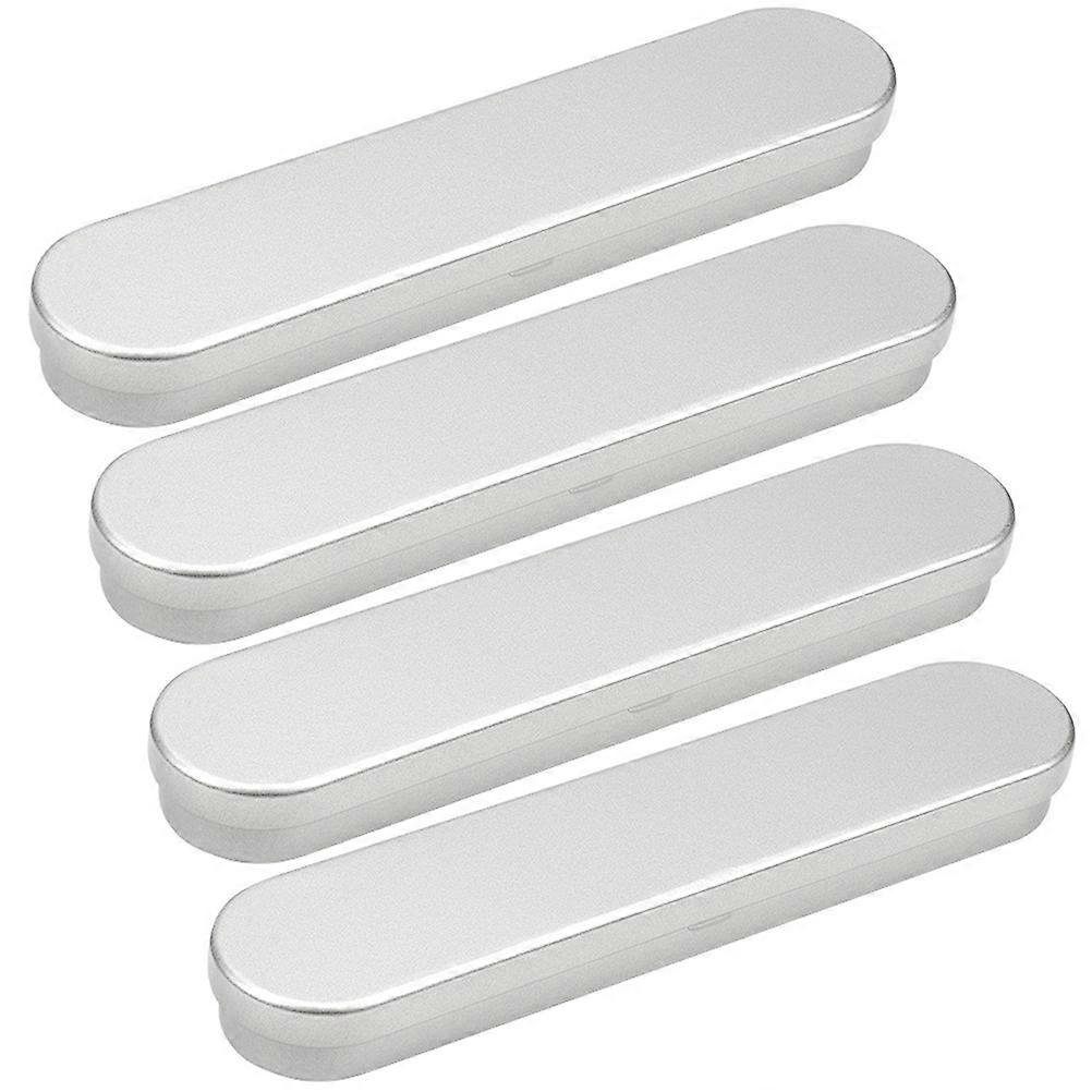 Silver Tinplate Storage Boxes for Home Office Workshop Strong Durable Rectangular Containers 4pcs