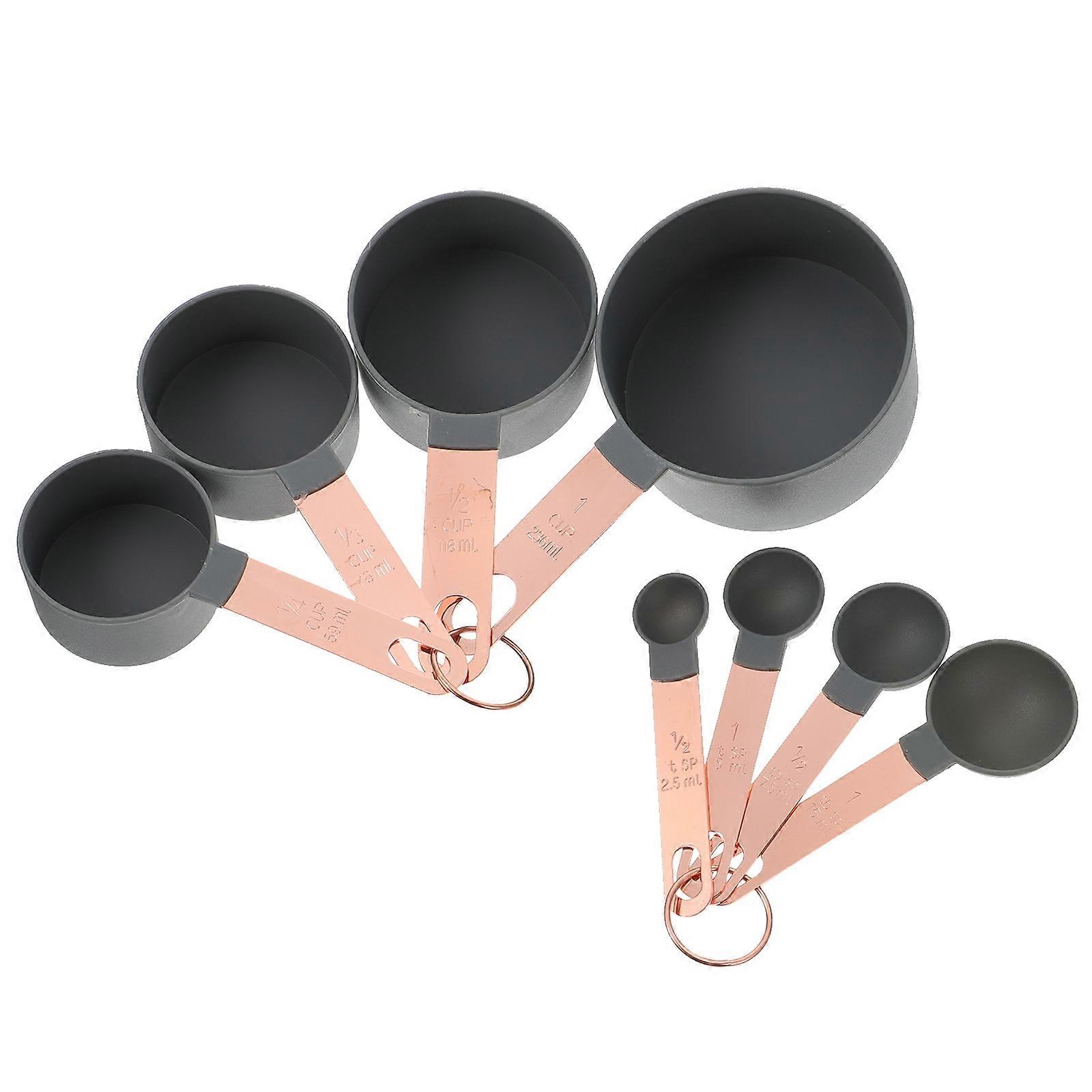 Stainless Steel Measuring Spoons Set For Cooking And Baking With Grey Color Practical Design 8Pcs