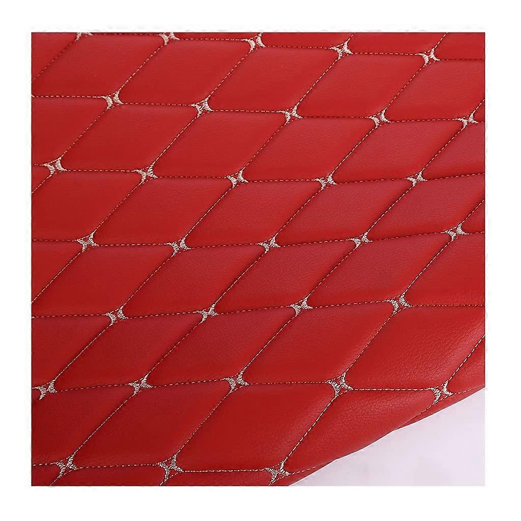 Quilted faux leather fabric with foam backing for car , sofa, bags/Red
