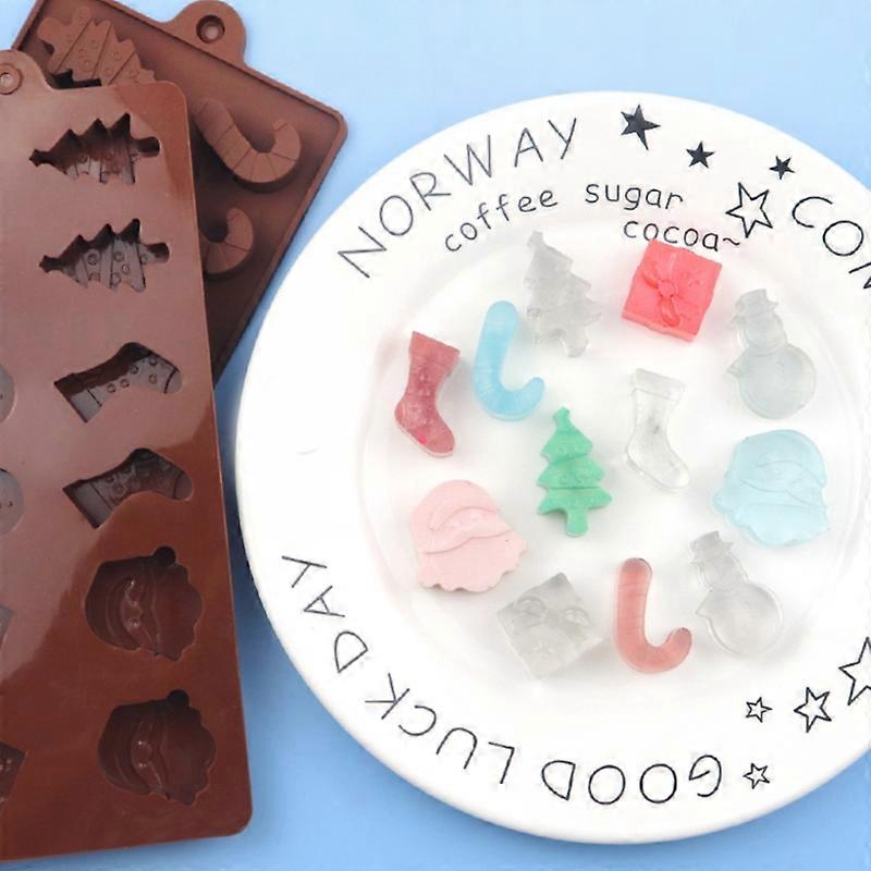 12 腔 3D 硅胶模具圣诞雪人袜子树图案巧克力蛋糕模具慕斯甜点蛋糕装饰工具
