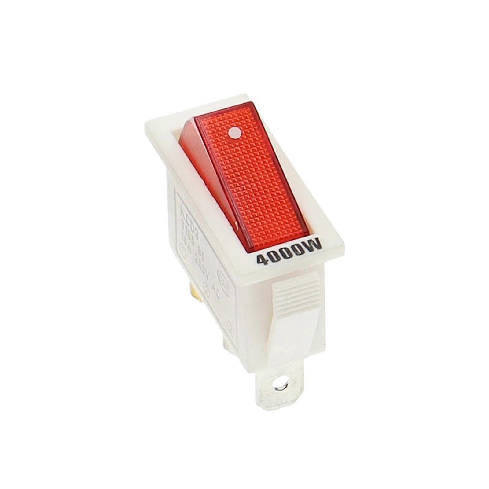 KCD3 220V ON/OFF SPST Toggle Switch Single Pole Single Throw 2 3 Positions 20A 125VAC With LED Light (Red Light 4000W, 2PCS) 2PCS Red Light 4000W