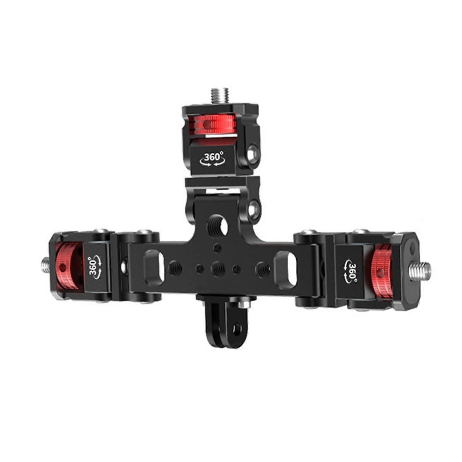 Aluminium Triple Mount Adapter With 1/4 Inch Thread, 360 Degree Rotation For Camera Or Phone Tripod Mount ZS53650 E6