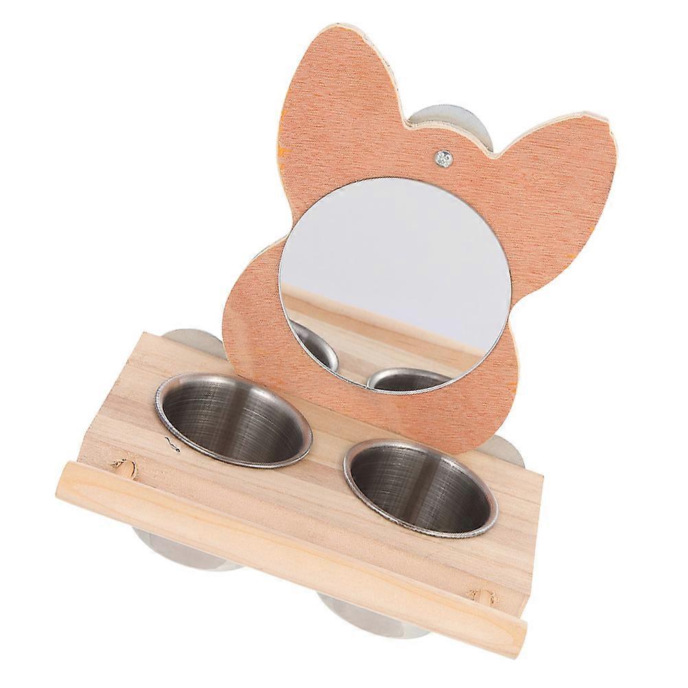 Multi Function Bird Food Bowl and Water Cup for Small Parrots with Mirror Design Pet Supplies