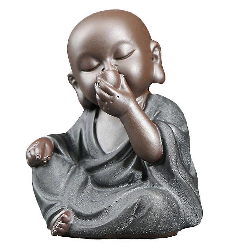 Purple Clay Craft Cute Statue Ideal For Tea Room Decoration 1Pcs
