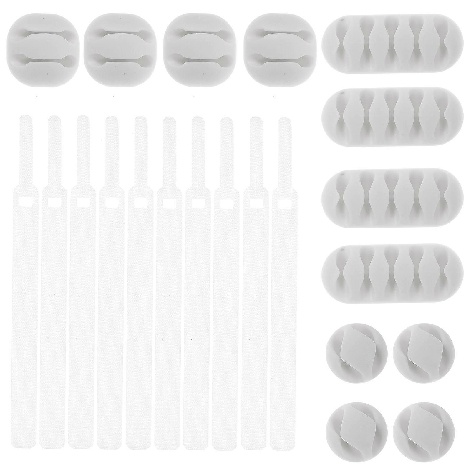 Cable Organization 26Pcs Adhesive Cord Management Holders Suitable For Home Office Cubicle Grey Rectangular TPR Material