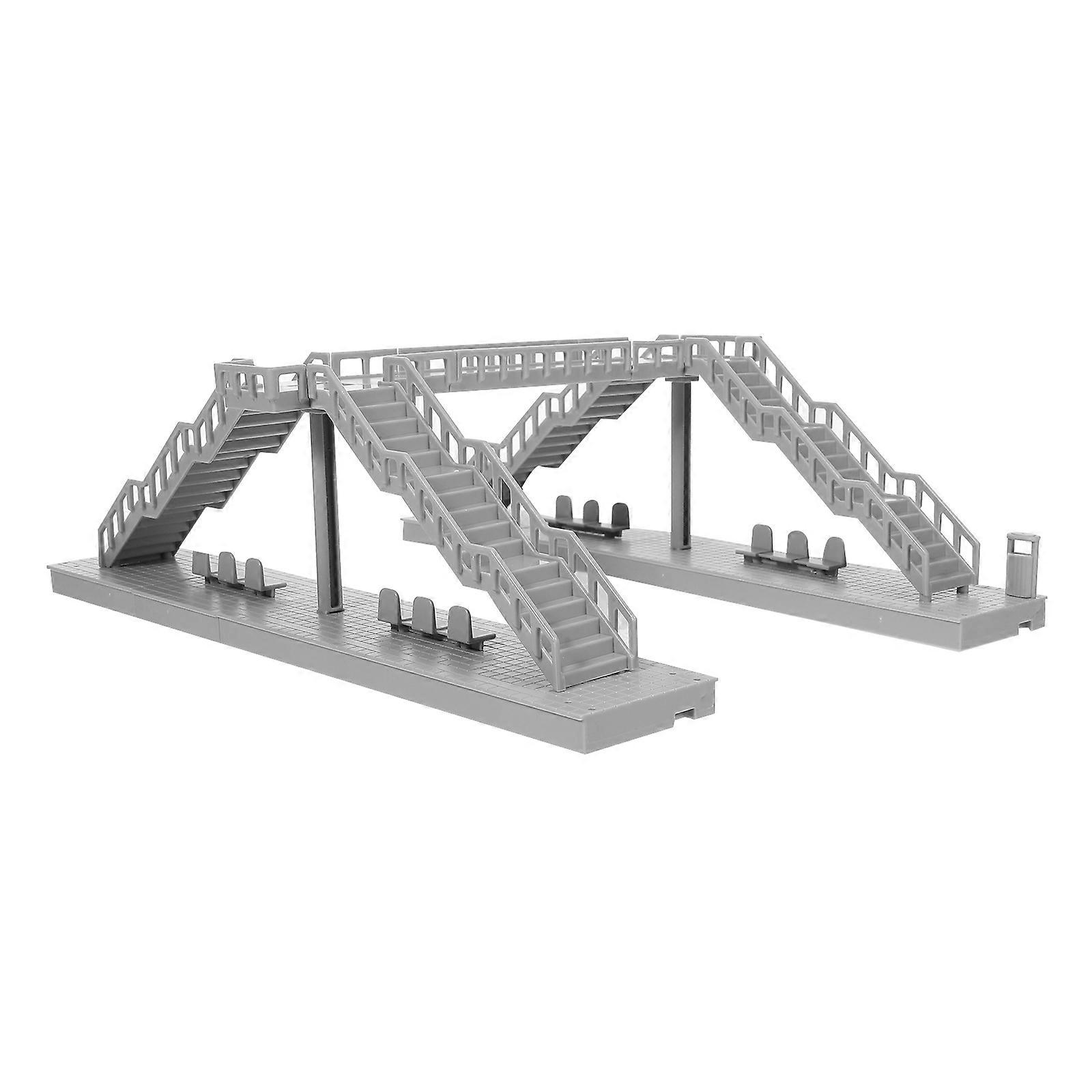 Bridge Building Model 1 Set Footbridge Shape Miniature Scene Decoration Grey Color Durable Craftsmanship