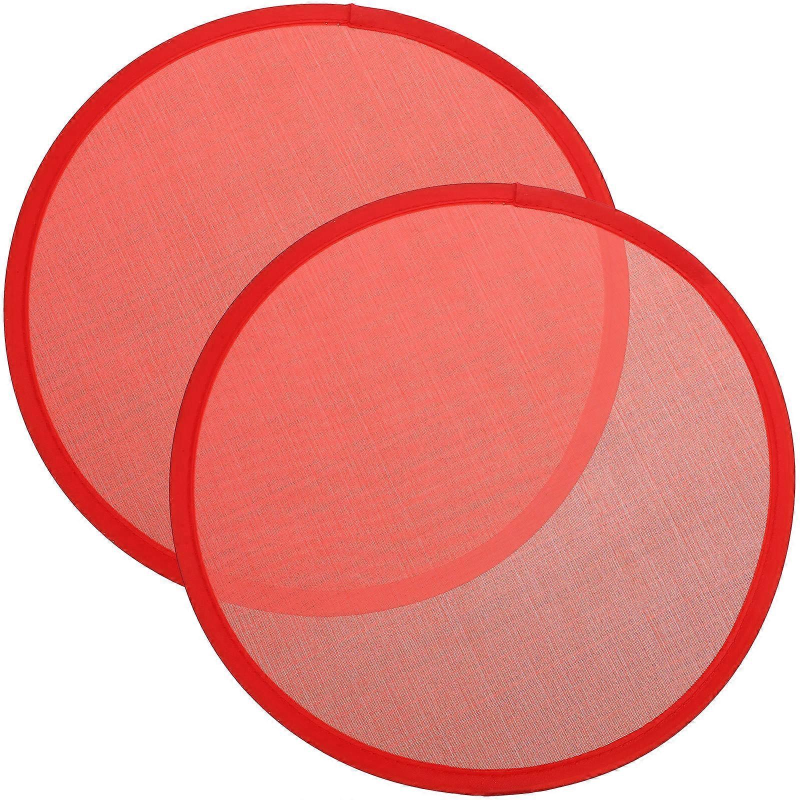 Worgeous 2pcs Foldable Solid Color Lightweight Handheld Summer Round Fans