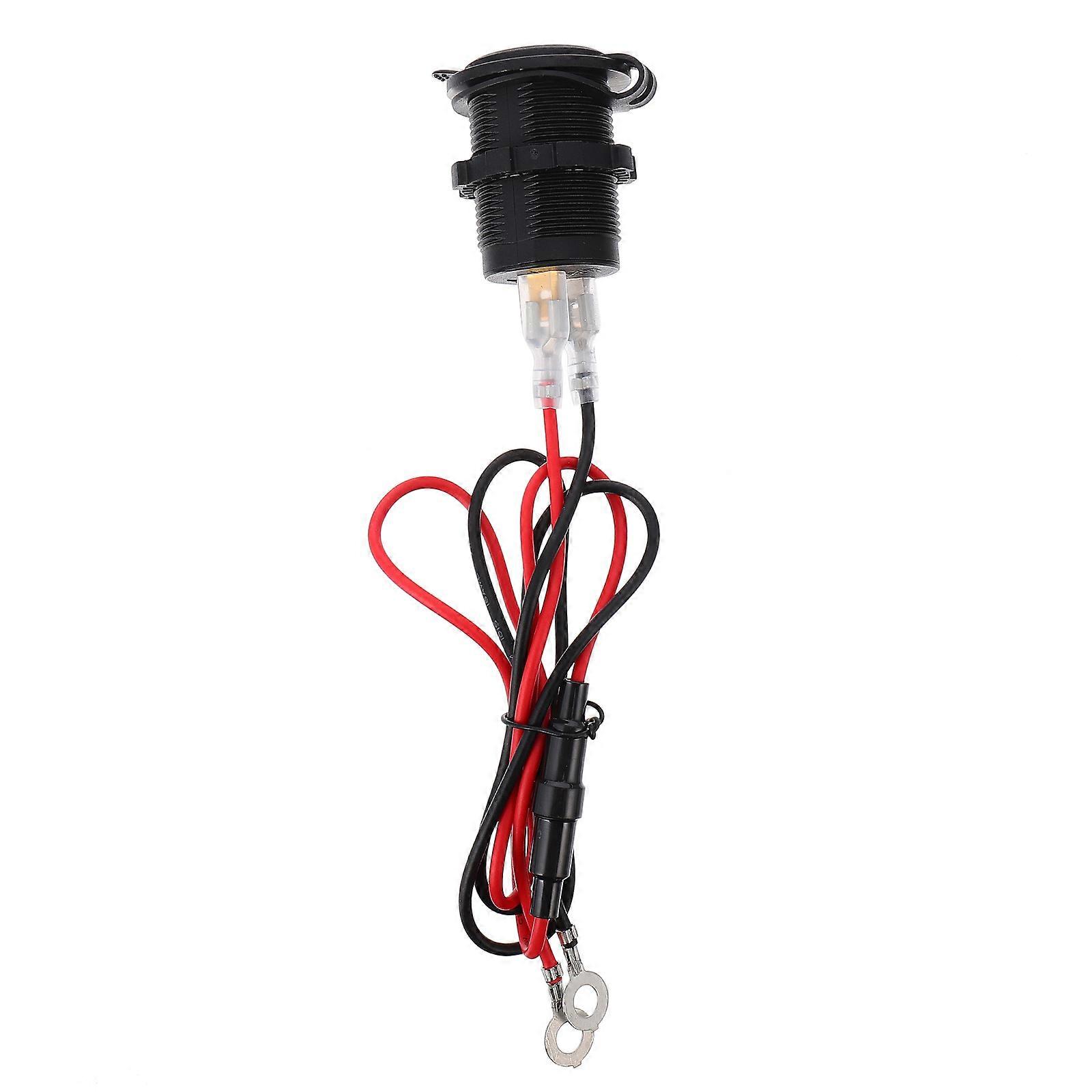 1 Set Car Cigarette Lighter Socket Red Portable Vehicle Accessory Square Design Power Outlet for Car Use