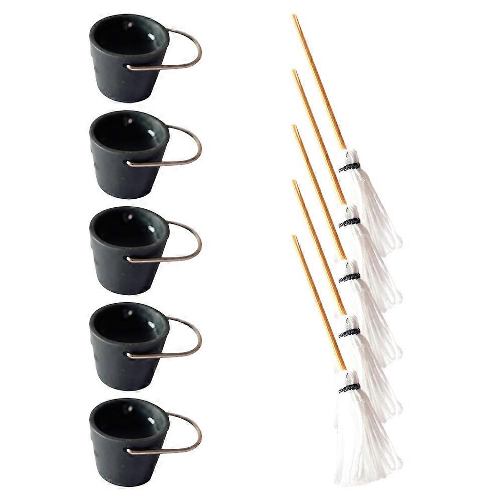Miniature Doll House Mops Buckets Toys Sets For Children Assorted Color Realistic Design 5 Sets