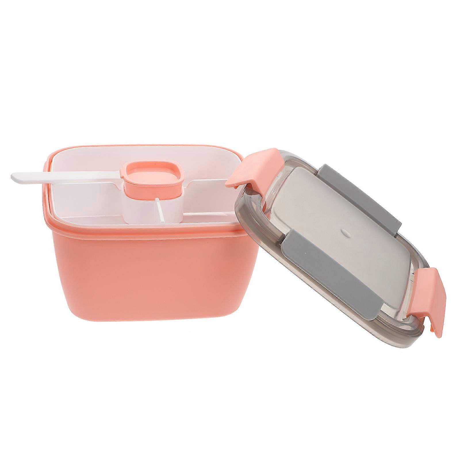 Double Layer Food Storage Box Container For Fruits In Pink Made Of 1Set