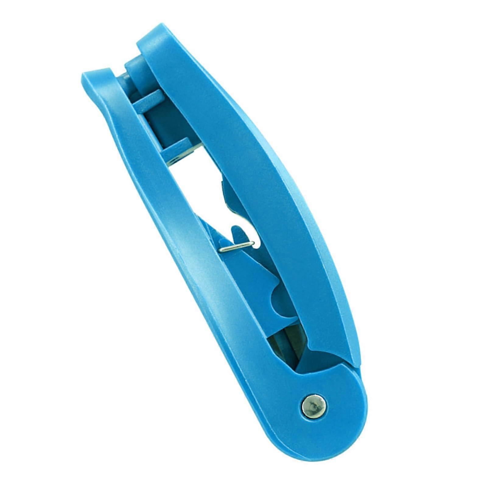 RJ45 cable preparation tool for effortless stripping, untangling, smoothing, and cutting with locking mechanism, Blue