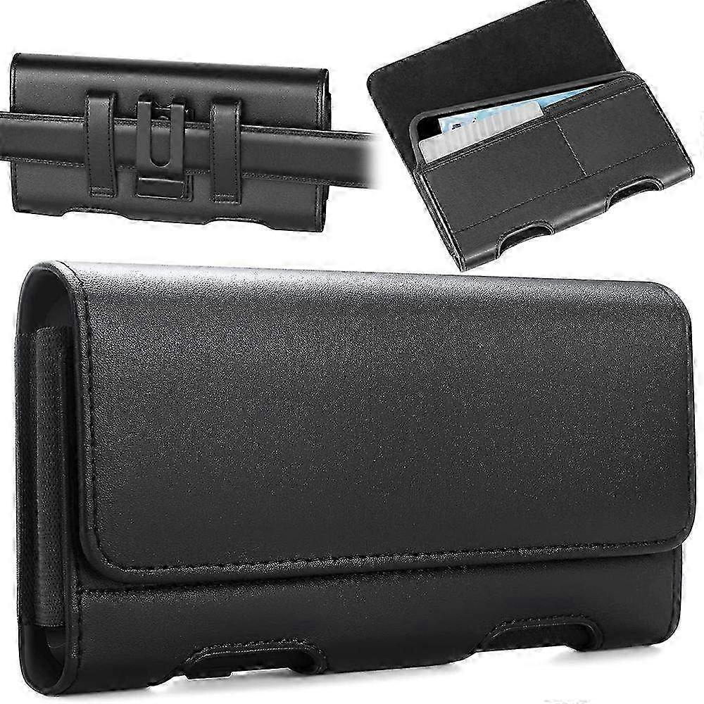 Stylish Black Leather Hip Bag with Magnetic Closure - Versatile Fashion Accessory for M4.0-5.1 Models