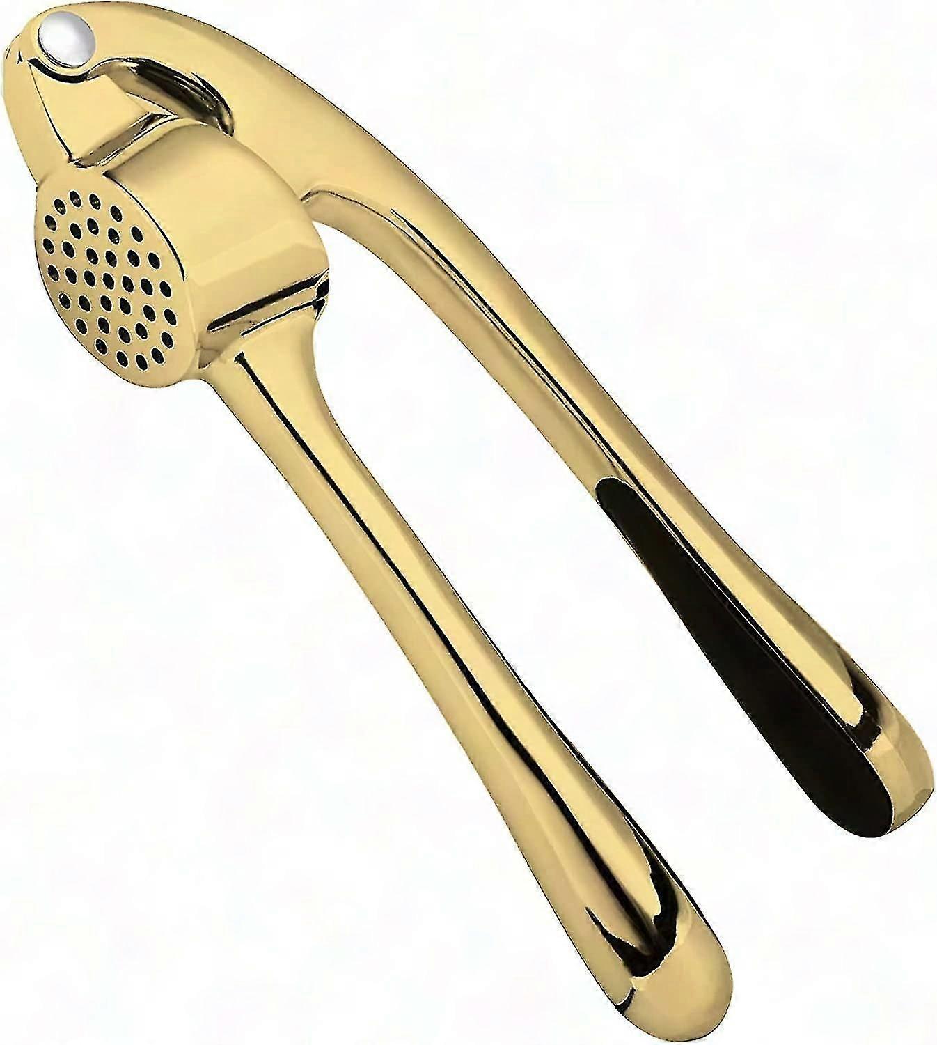Premium Garlic Press - Easy Squeeze, Rust Proof & Dishwasher Safe - Golden