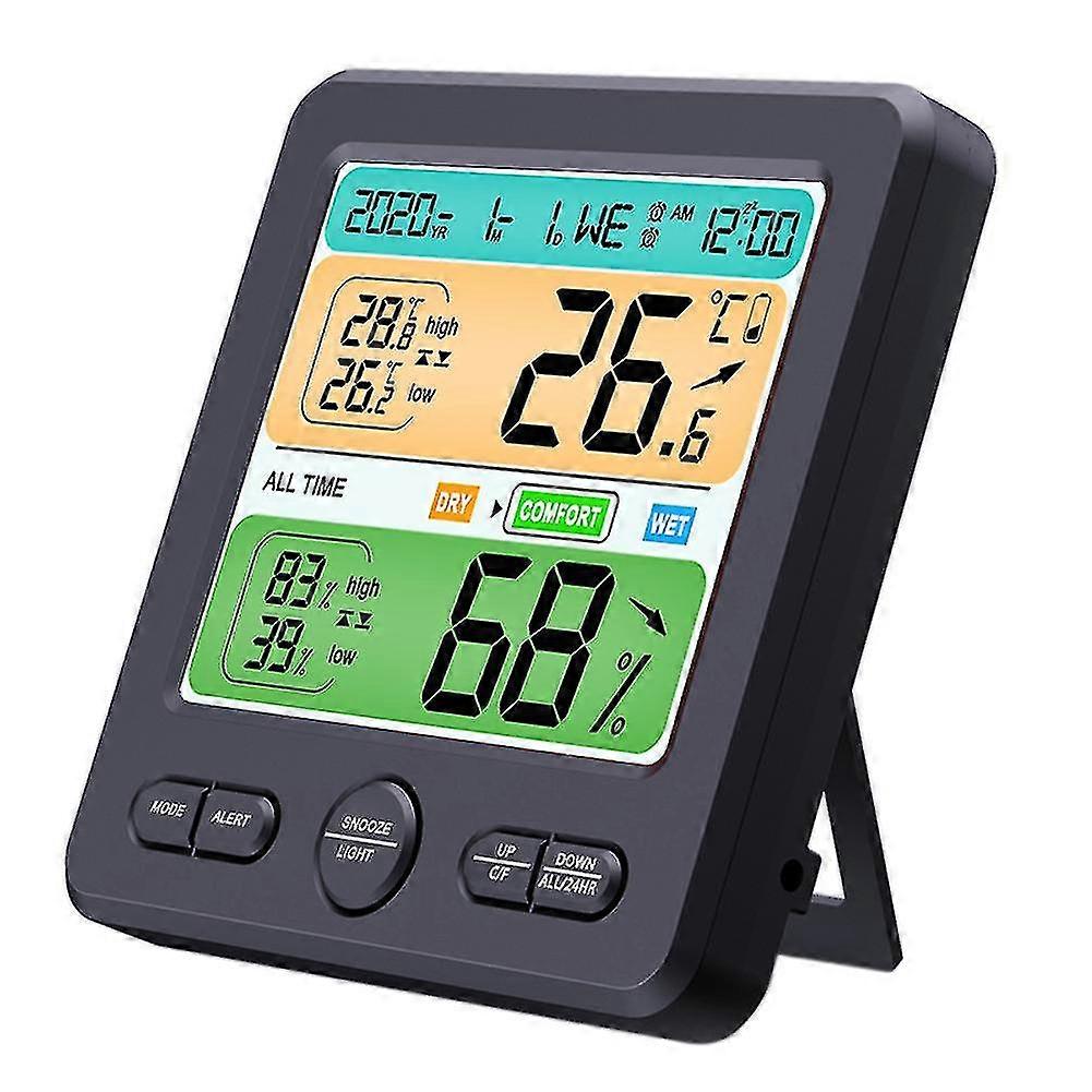 Lcd Display Wall-mounted Desktop Indoor High-precision Temperature And Humidity Meter Household Electronic Alarm Clock Intelligent SZRH A-D