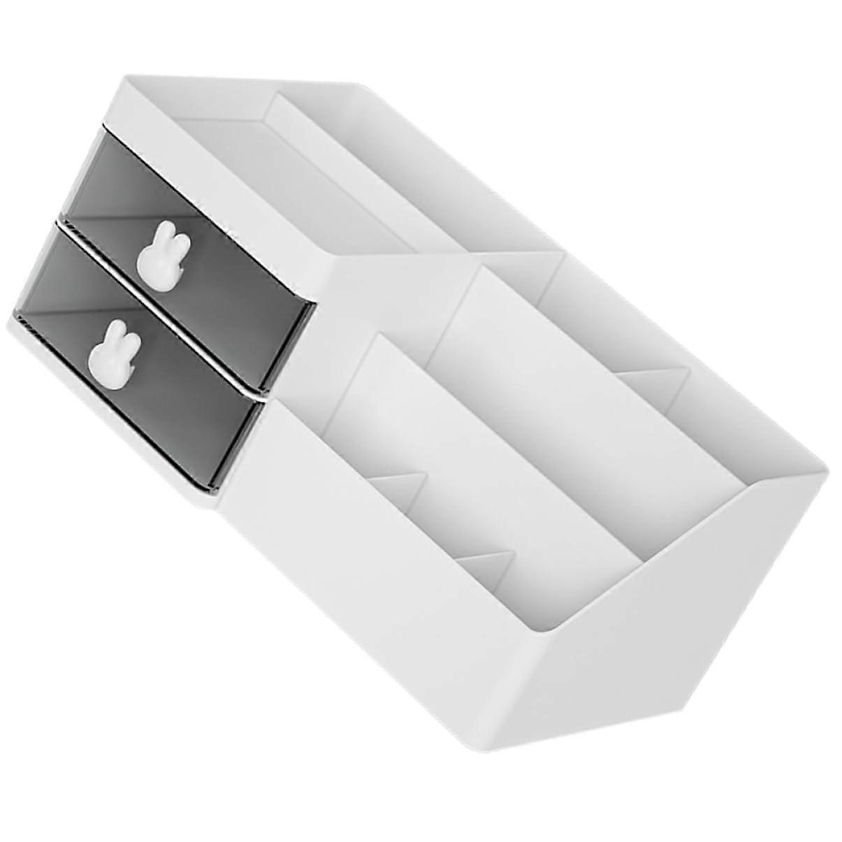 Desktop Makeup Organizer with Ink Storage, DrawerType Inner Organizer, White